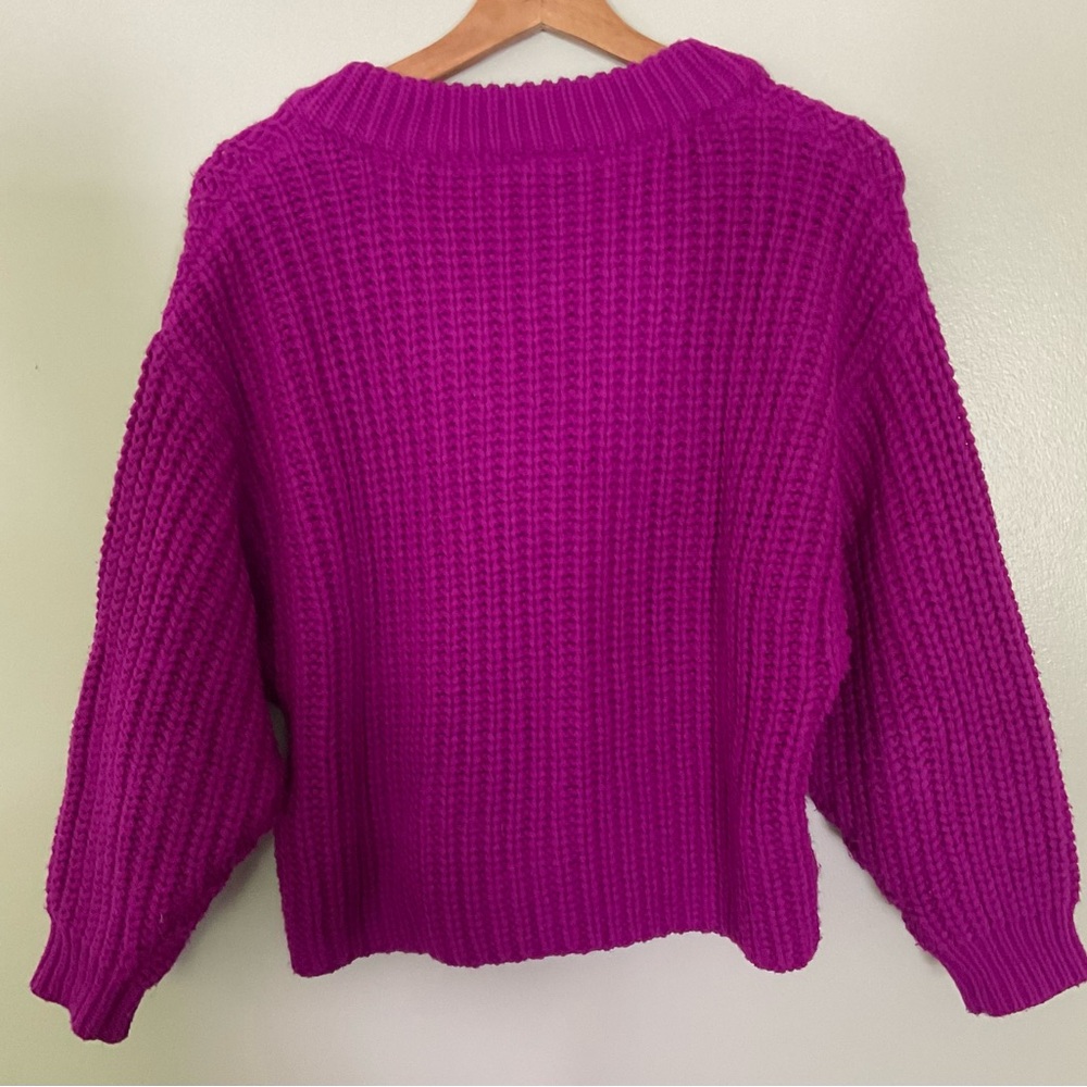 Topshop Purple V-Neck Sweater Chunky Knit - Picture 2 of 8